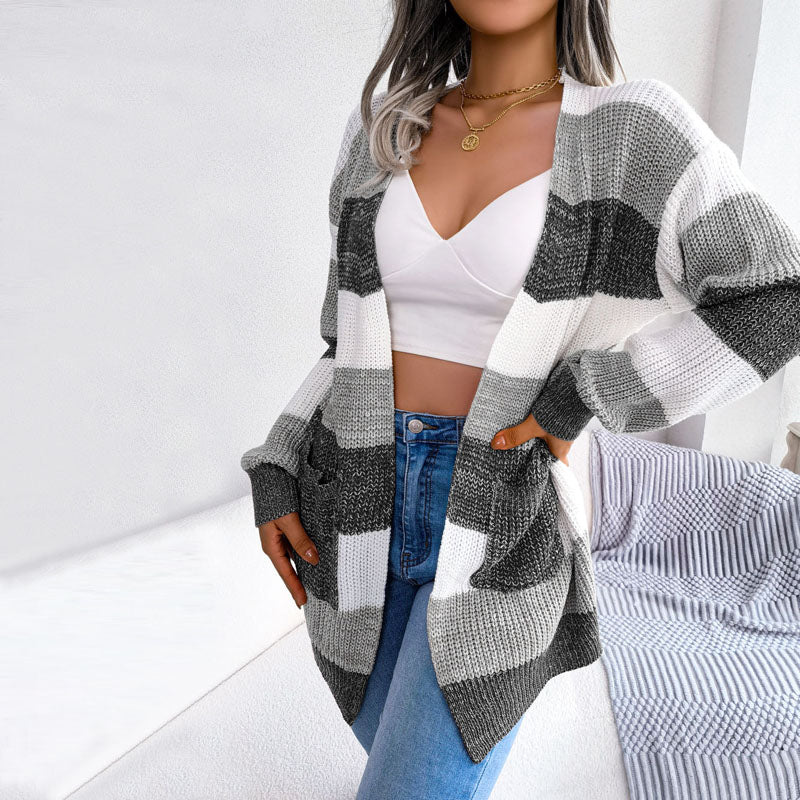 Drune | Gestreifte Strickjacke Im Lässigen Stil