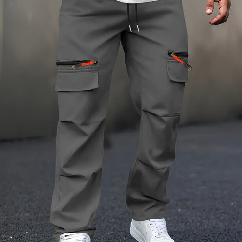 Herren Technische Cargo-Jogginghose mit Reißverschlusstaschen, Klappfächern & Tunnelzugbund Drune