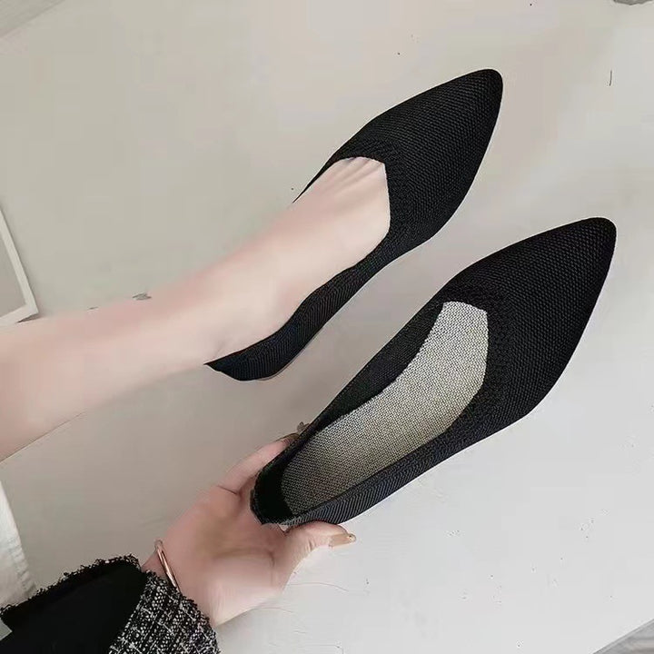 Damen Atmungsaktive Strickspitze Ballerinas Drune