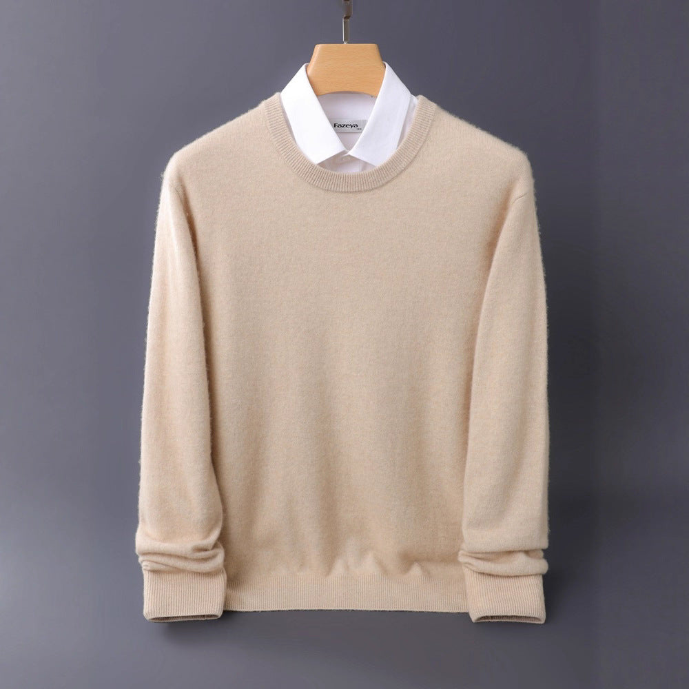 Herren Feiner Rundhals-Strickpullover in Kaschmir‑Optik mit gerippten Bündchen Drune