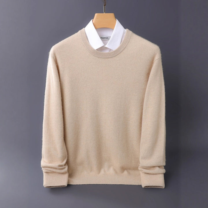 Herren Feiner Rundhals-Strickpullover in Kaschmir‑Optik mit gerippten Bündchen Drune