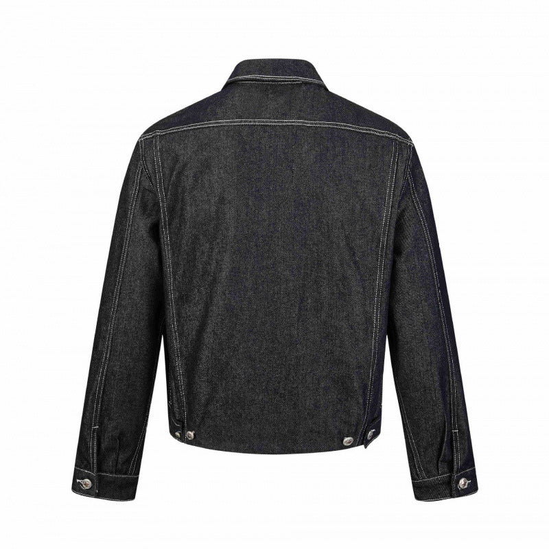 Herren Kastige Denimjacke mit kontrastierender Steppnaht und aufgesetzten Brusttaschen Drune