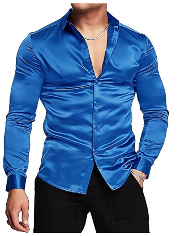 Herren Elegantes Hemd mit luxuriösem Satin-Finish und modernem Schnitt Drune