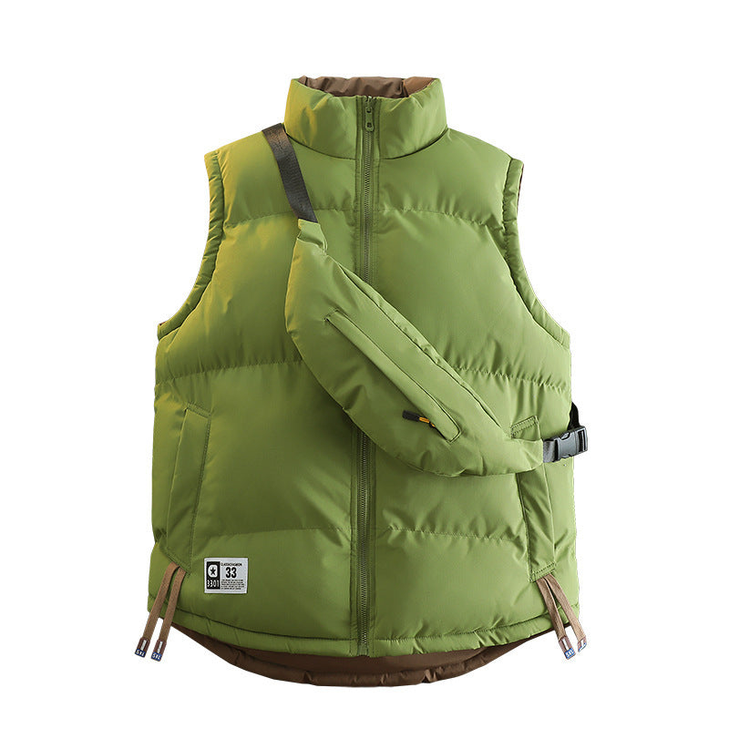 Damen Moderne gesteppte Outdoor-Weste mit integriertem Gürteltaschen‑System und hohem Stehkragen Drune