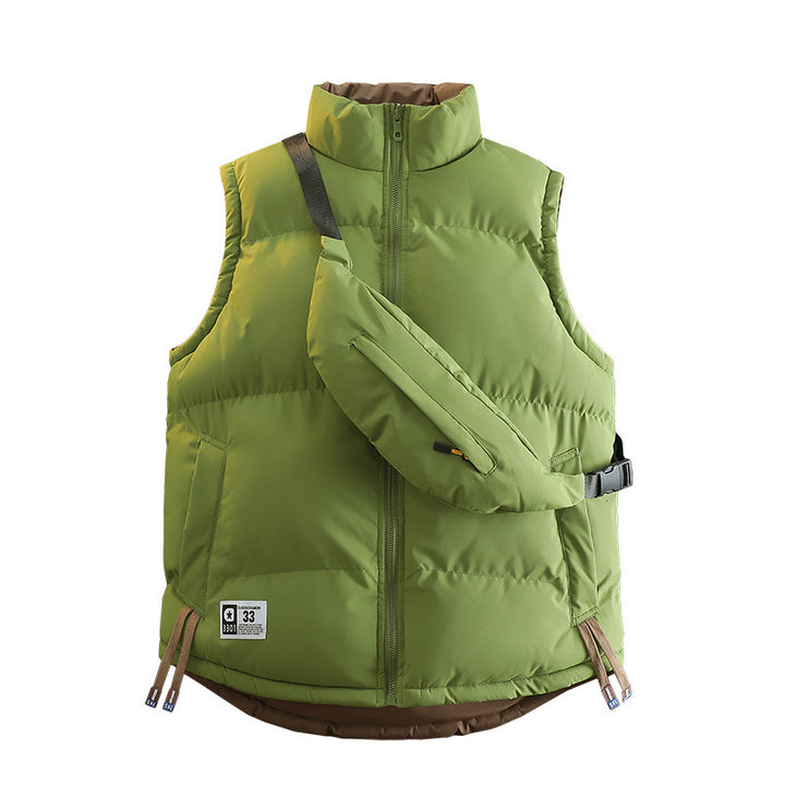 Damen Moderne gesteppte Outdoor-Weste mit integriertem Gürteltaschen‑System und hohem Stehkragen Drune