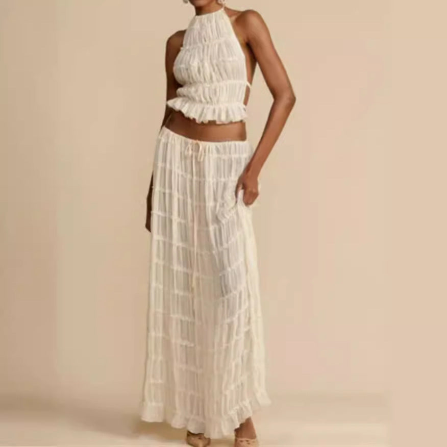 Damen elegantes Maxikleid mit Rüschendetails und Cut-Out-Elementen Drune