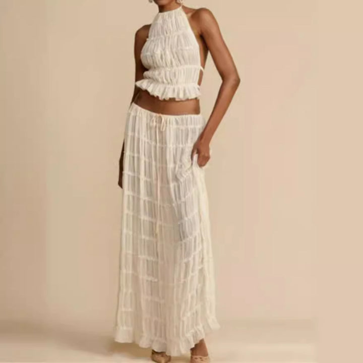 Damen elegantes Maxikleid mit Rüschendetails und Cut-Out-Elementen Drune