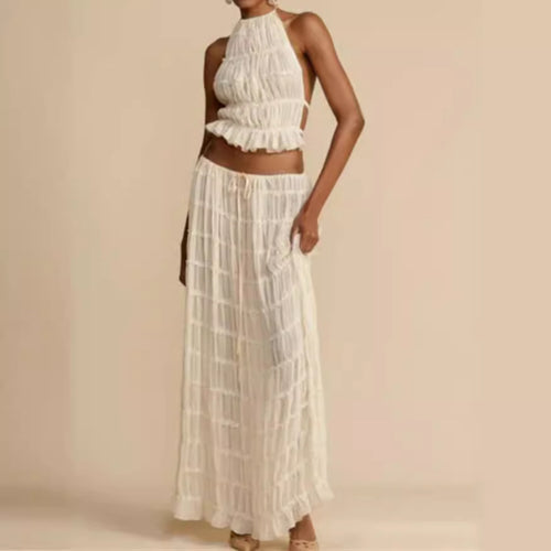 Damen elegantes Maxikleid mit Rüschendetails und Cut-Out-Elementen Drune