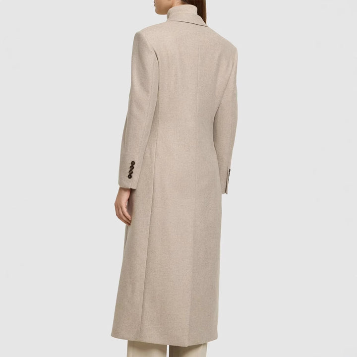 Damen Taillierter Longline Wollmixmantel mit schlanker Silhouette und Einreihiger Knopfleiste Drune