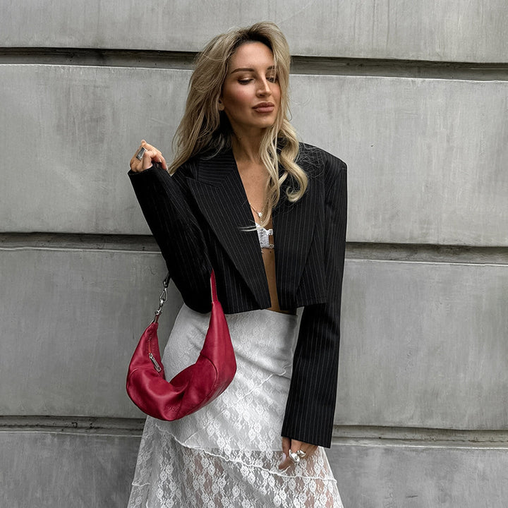 Damen Cropped Blazer im klassischen Streifenmuster Drune
