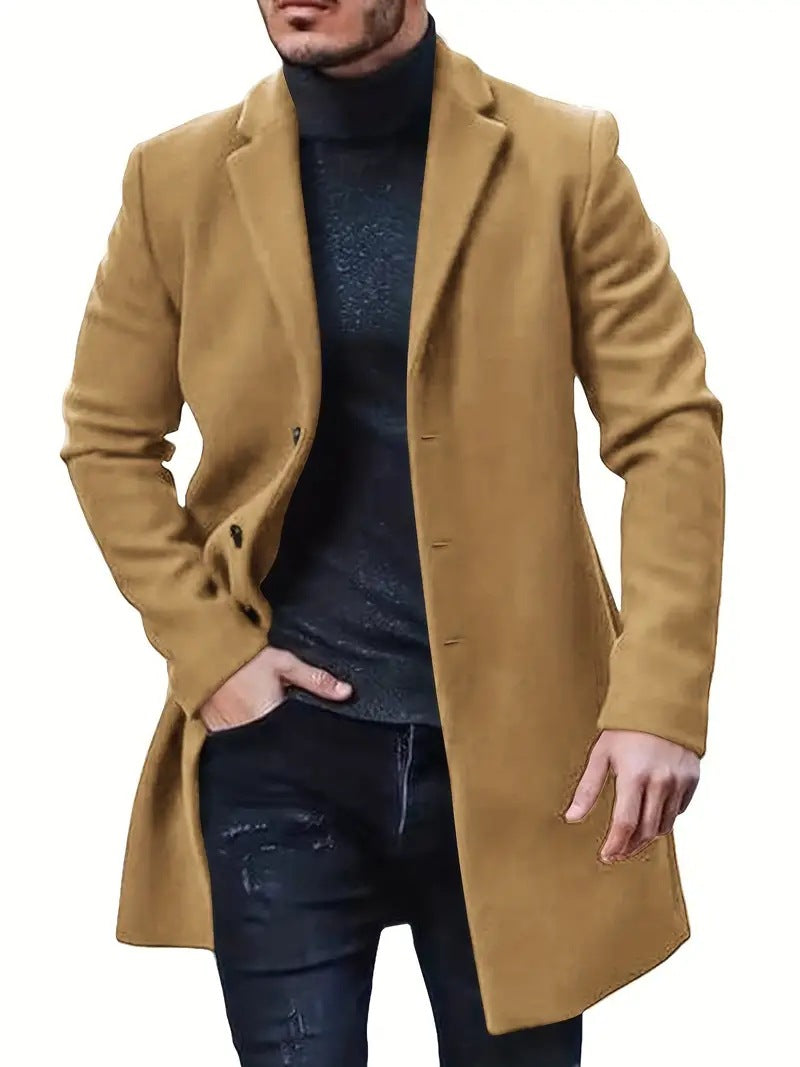 Herren eleganter Langmantel mit schmalem Schnitt Drune