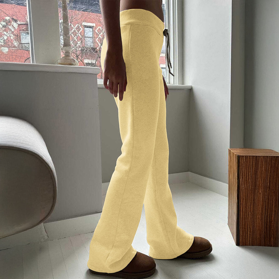 Damen nan Hochbund Loungehose mit Kordelzug, ausgestelltem Bein und weichem Sweatmaterial Drune