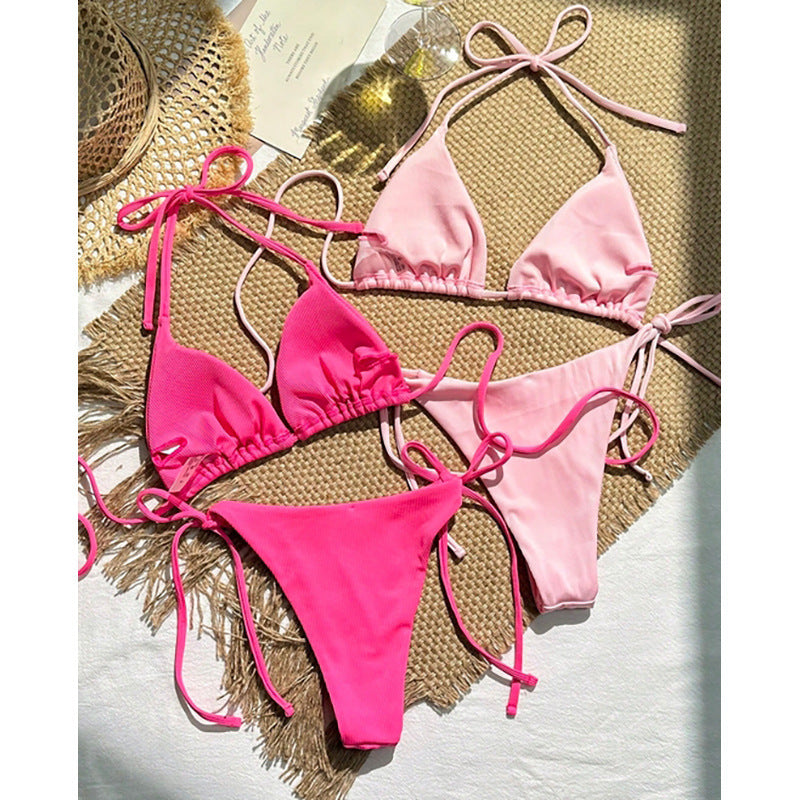 Damen Triangel-Bikini mit einstellbaren Schnürdetails Drune