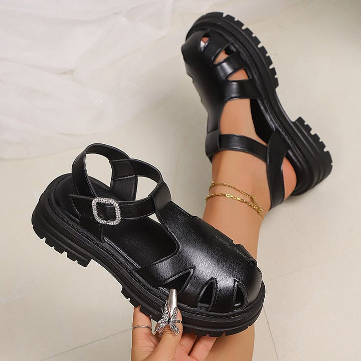 Damen komfortable Riemensandalen mit modischer Schnallenverzierung Drune