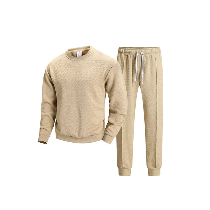 Herren Gemustertes Freizeit-Lounge-Set aus Baumwollmix mit Rundhals-Sweatshirt & konischer Jogginghose Drune