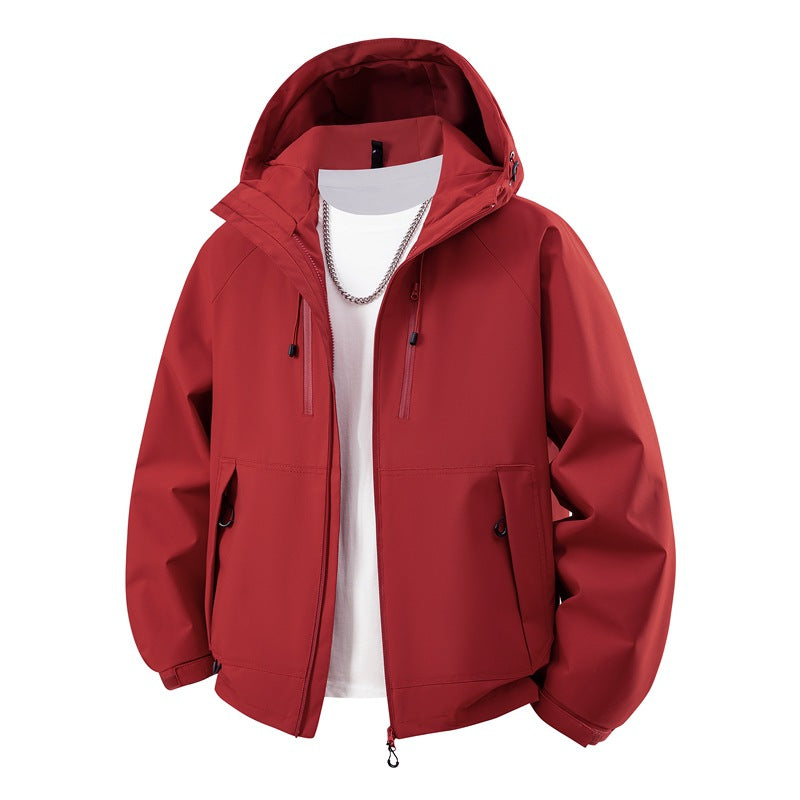 Herren matte Softshell-Kapuzenjacke mit verschweißten Nähten, Zweiwege-Reißverschluss und verstellbarem Kordelsaum Drune