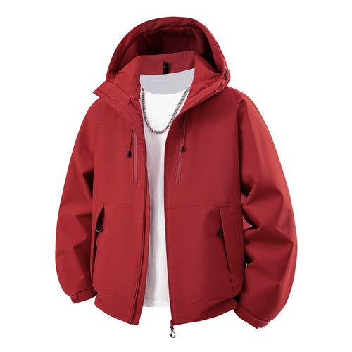 Herren matte Softshell-Kapuzenjacke mit verschweißten Nähten, Zweiwege-Reißverschluss und verstellbarem Kordelsaum Drune