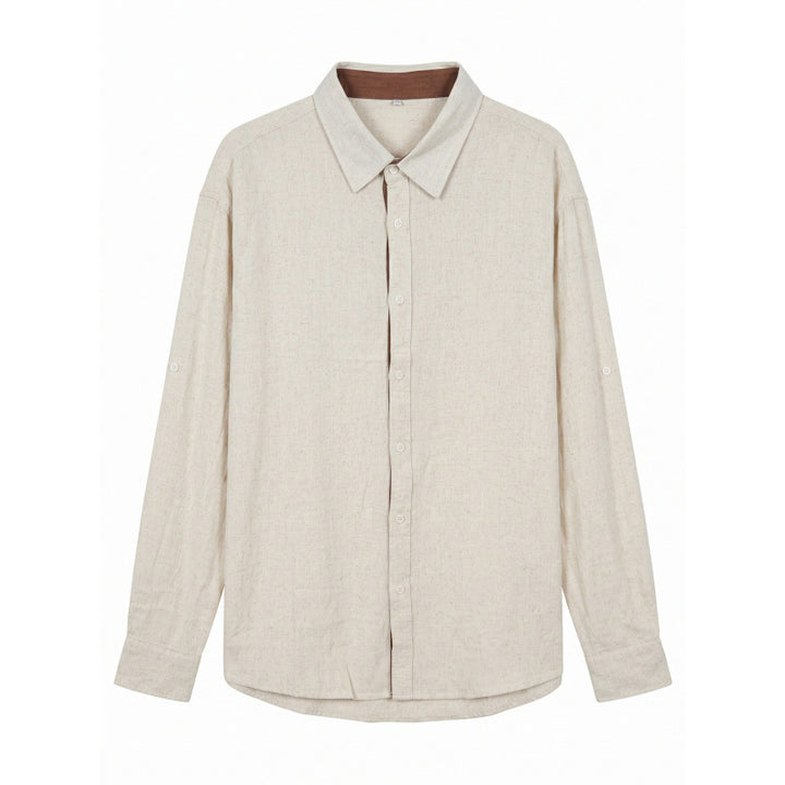 Herren Leichtes Oversize-Leinenhemd mit Kentkragen und abgerundetem Saum Drune