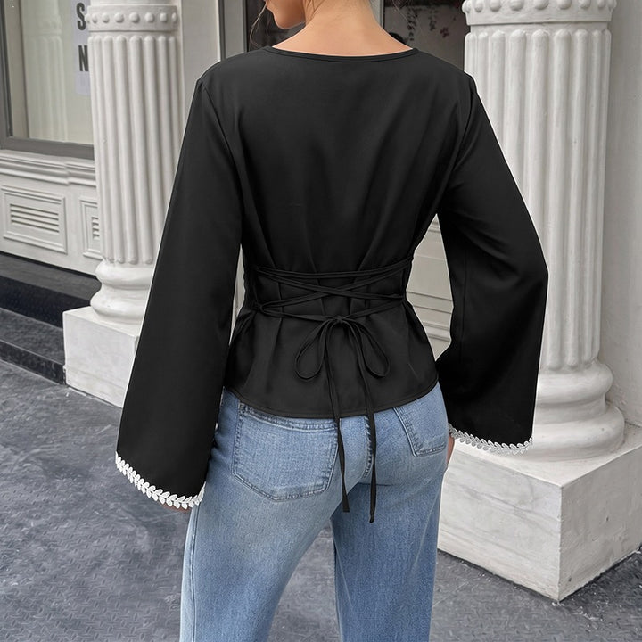 Damen Elegante Bluse mit Rüschenärmel Drune