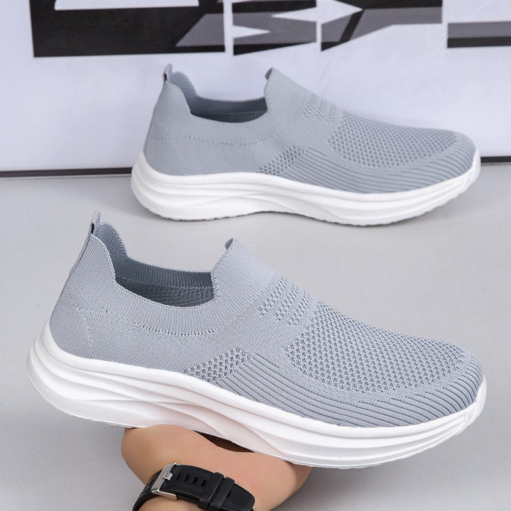 Damen nan gestrickter Sockensneaker mit stoßdämpfender Keilsohle und nahtlosem Slip-On Drune