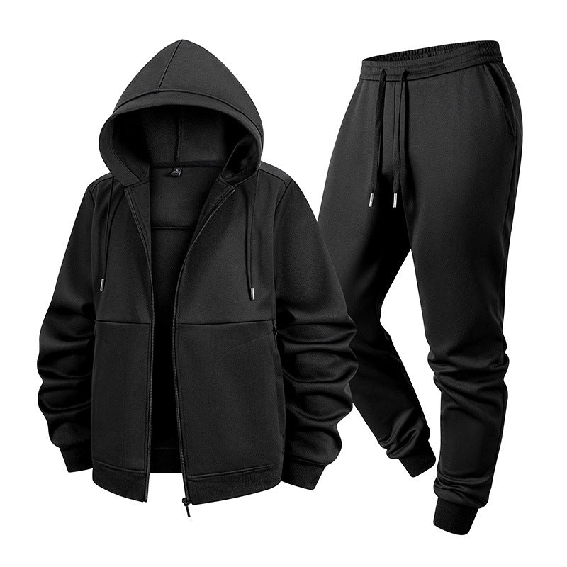 Herren Zweiteiliges Kapuzen-Trainingsset aus Thermofleece mit Reißverschluss-Hoodie und konischer Jogginghose Drune