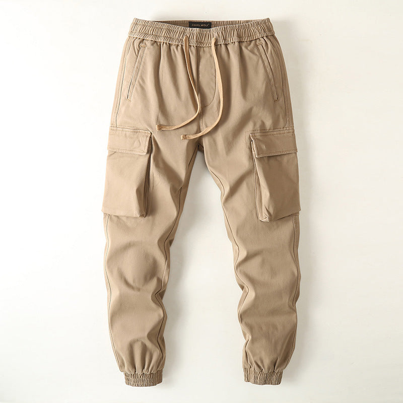 Herren Slim-Fit Cargohose im Tarnmuster mit elastischem Tunnelzugbund und verstärkten Knien Drune