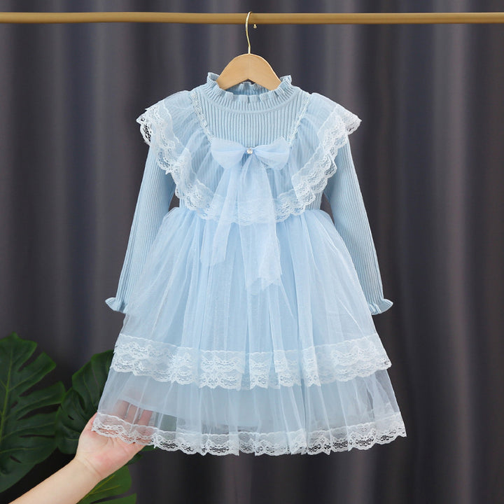 Mädchen Festliches Kleid mit Rüschenkragen und Tüllrock Drune