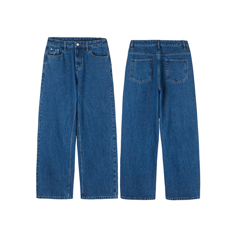Damen Weite Denim-Jeans mit hoher Taille, geradem Bein und Fünf-Taschen-Design Drune