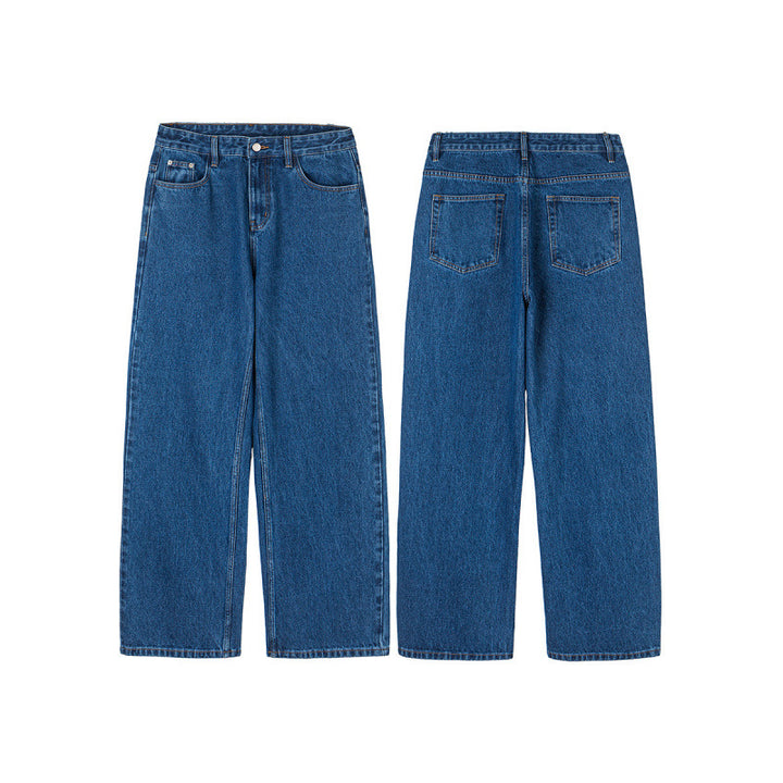 Damen Weite Denim-Jeans mit hoher Taille, geradem Bein und Fünf-Taschen-Design Drune