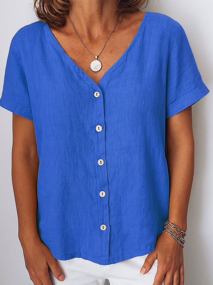 Damen Leinenbluse mit Knopfdetails Drune