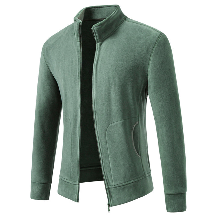 Herren Slim-Fit Fleecejacke mit Stehkragen, durchgehendem Reißverschluss und Eingrifftaschen Drune