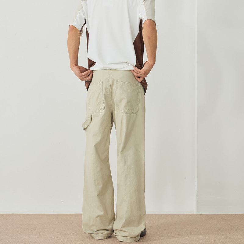 Herren Weite Canvas-Cargohose im Workwear-Stil mit Carpenterschlaufe und geradem Bein Drune