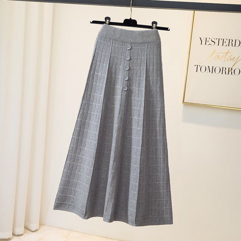 Damen Eleganter Maxirock mit Knopfdetails und strukturiertem Design Drune