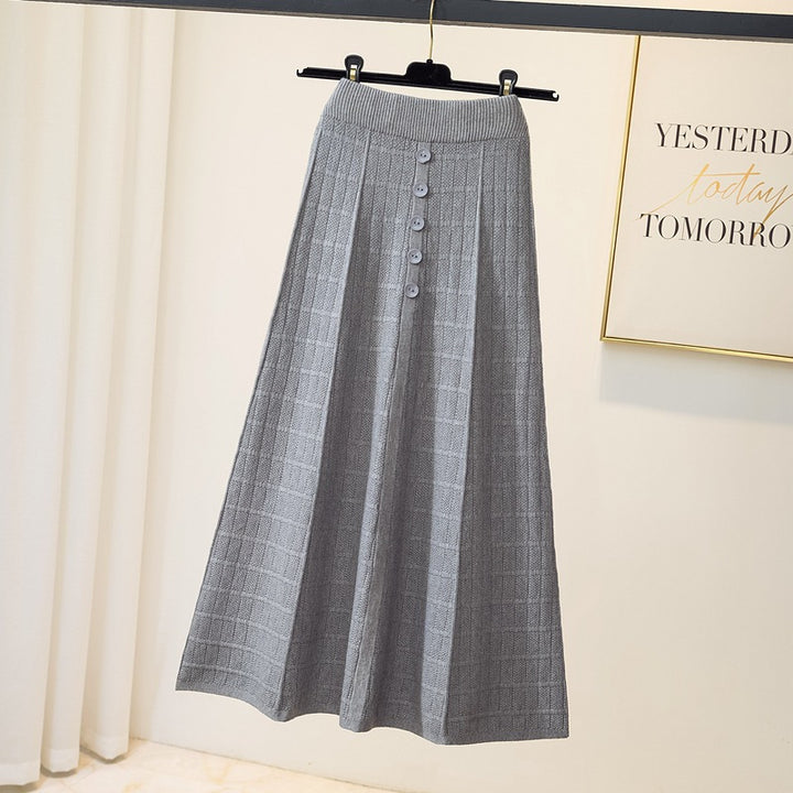 Damen Eleganter Maxirock mit Knopfdetails und strukturiertem Design Drune