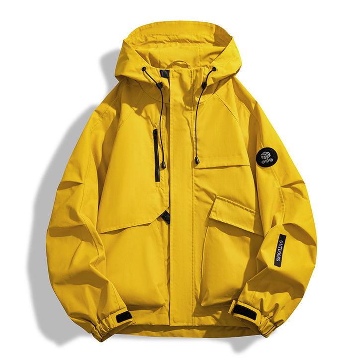 Herren Wasserabweisende Utility-Outdoorjacke mit Kapuze, Mehrfachtaschen und winddichter Membran Drune