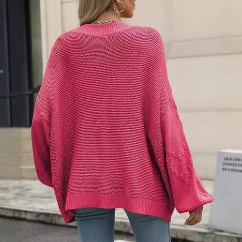 Damen Grobstrick-Cardigan mit voluminösen Puffärmeln und strukturierter Oberfläche Drune