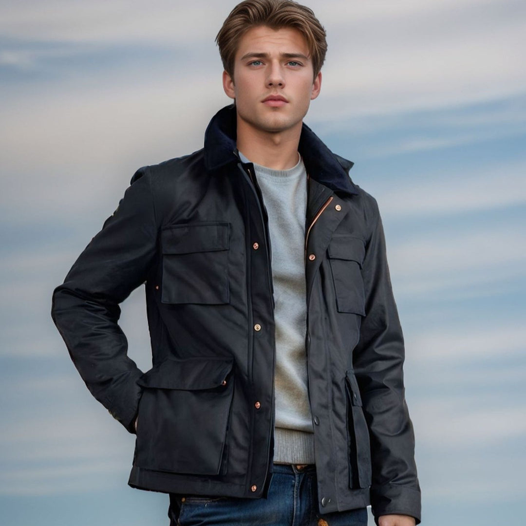 Herren funktionale Sportjacke mit praktischen Taschen und hochschließendem Kragen Drune