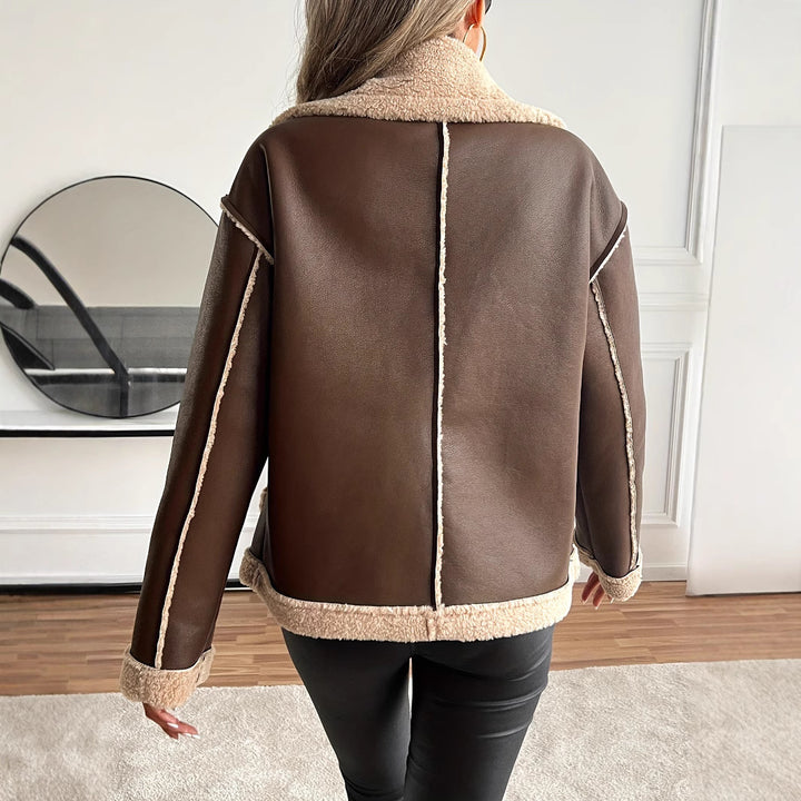 Damen Modische Teddyfelljacke