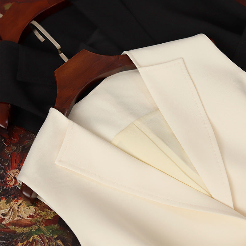 Damen Ärmellose Blazer-Weste mit Taillengürtel Drune