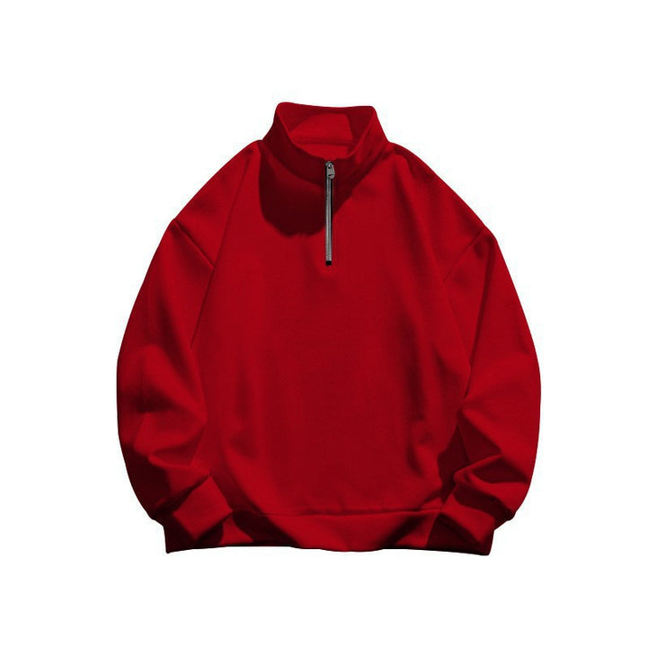 Unisex Relax-Halbzip-Sweatshirt mit hohem Stehkragen, Raglanärmeln und leicht angerauter Innenseite Drune