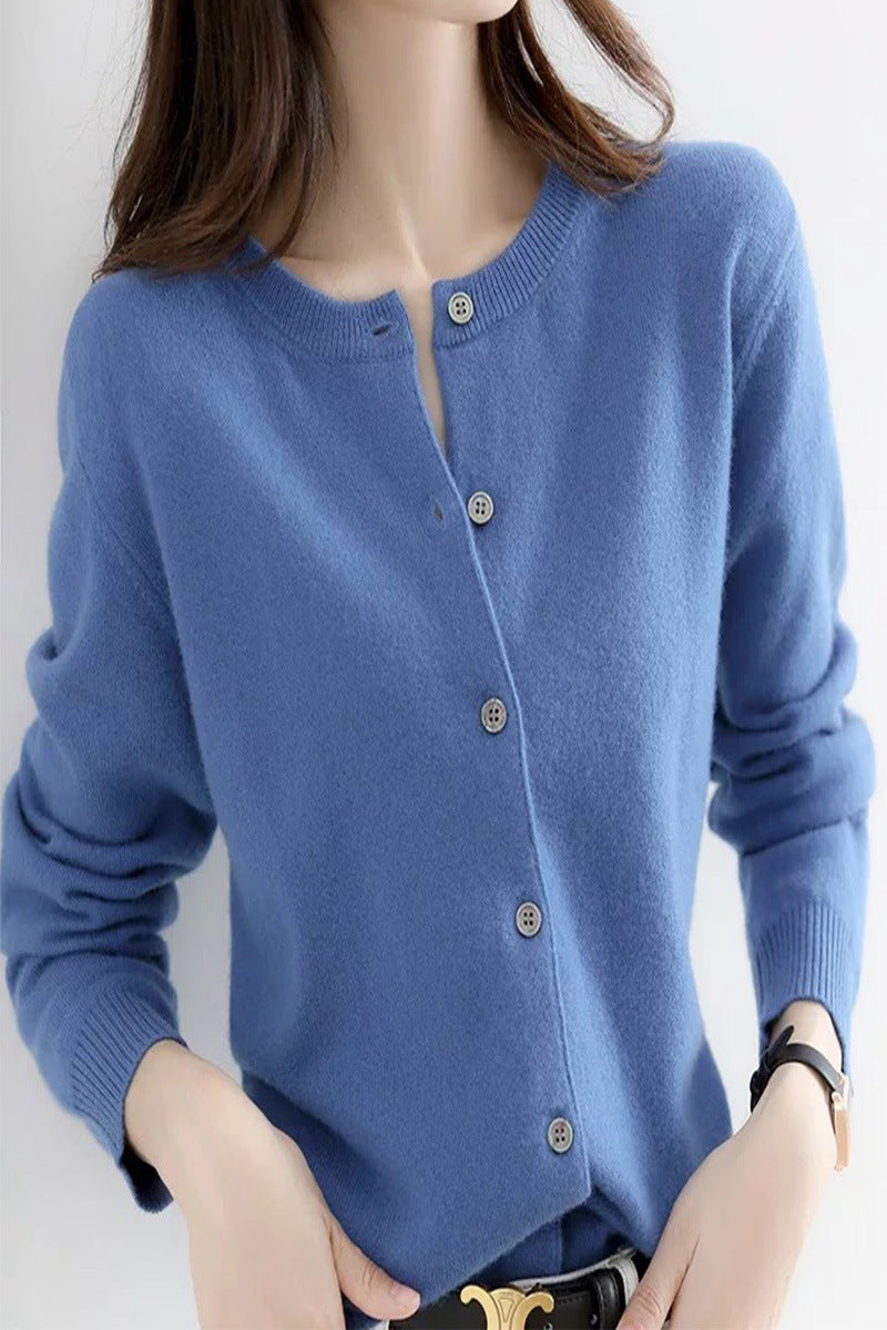 Damen Langärmliger Cardigan aus weichem Feinstrick mit Knopfleiste Drune