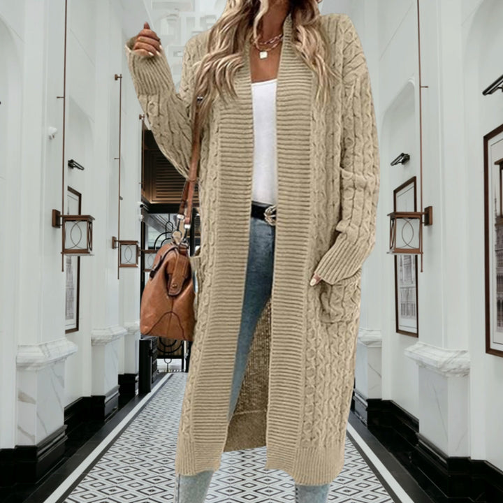 Damen Grobstrick-Cardigan mit offenem Design und praktischen Taschen Drune