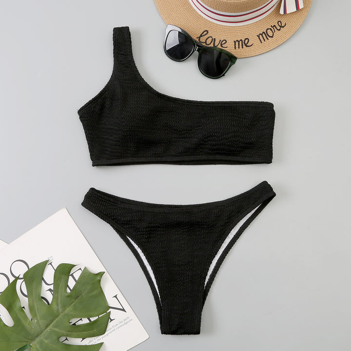 Damen asymmetrisches Bikini-Set mit Struktur Drune
