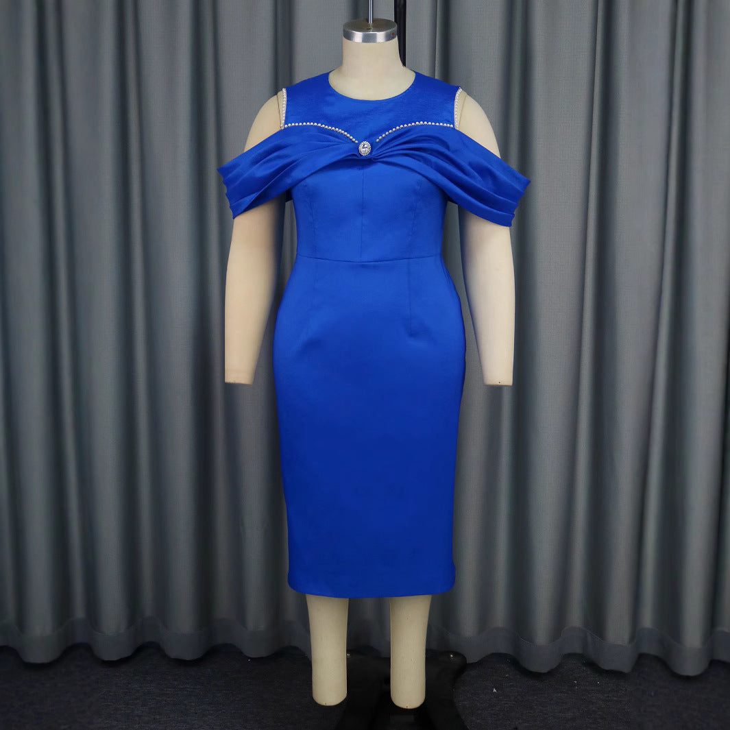 Damen Elegantes Cocktailkleid mit asymmetrischem Schulterdesign und schimmerndem Akzent Drune
