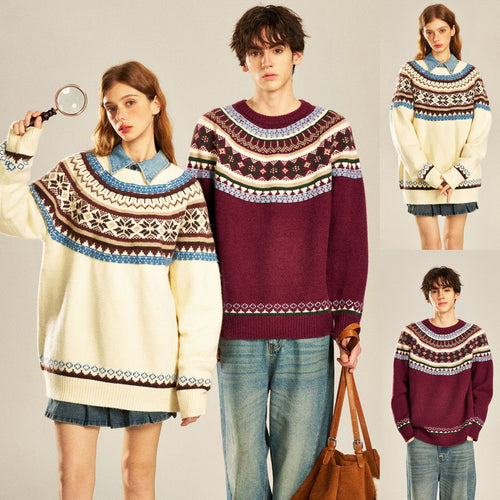 Herren Gemütlicher Strickpullover mit Norweger-Muster Drune