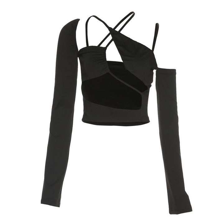 Damen figurbetontes Cut-Out Oberteil mit asymmetrischem Design Drune