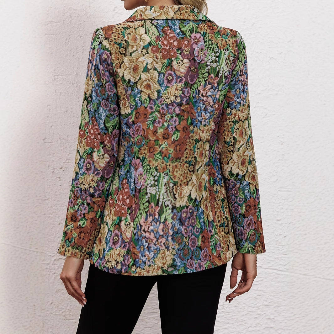 Damen Blazerjacke mit floralem Muster und eleganten Details Drune
