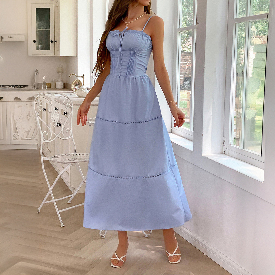 Damen Luftiges Sommerkleid mit Rüschendetails und Kordelzug Drune