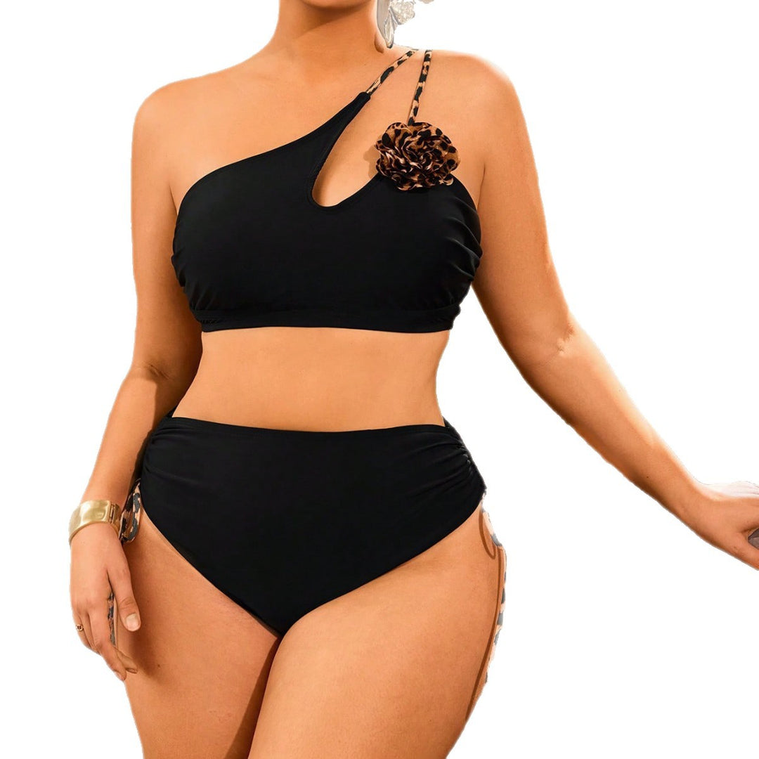 Damen Einseitiger Bikini mit dekorativem Blumendetail Drune