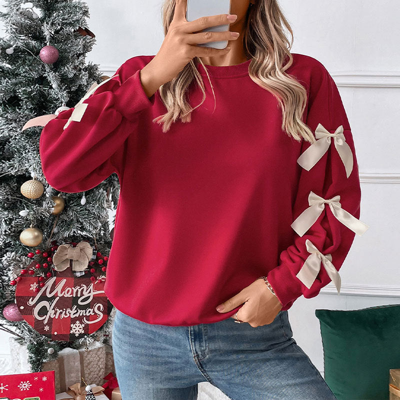 Damen Crop-Pullover mit Schleifen-Details Drune